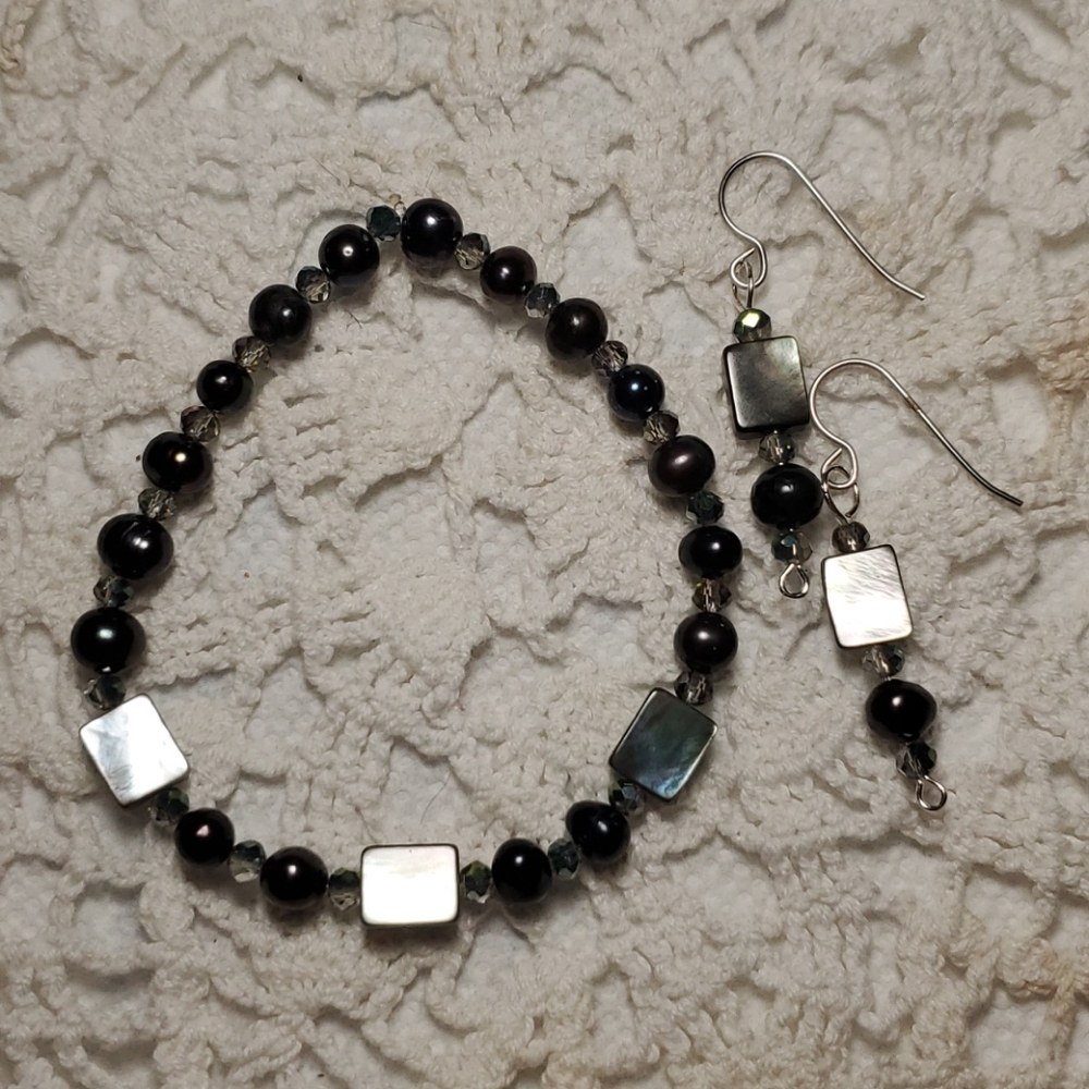 7 inch stretch Handmade bracelet and earrings
